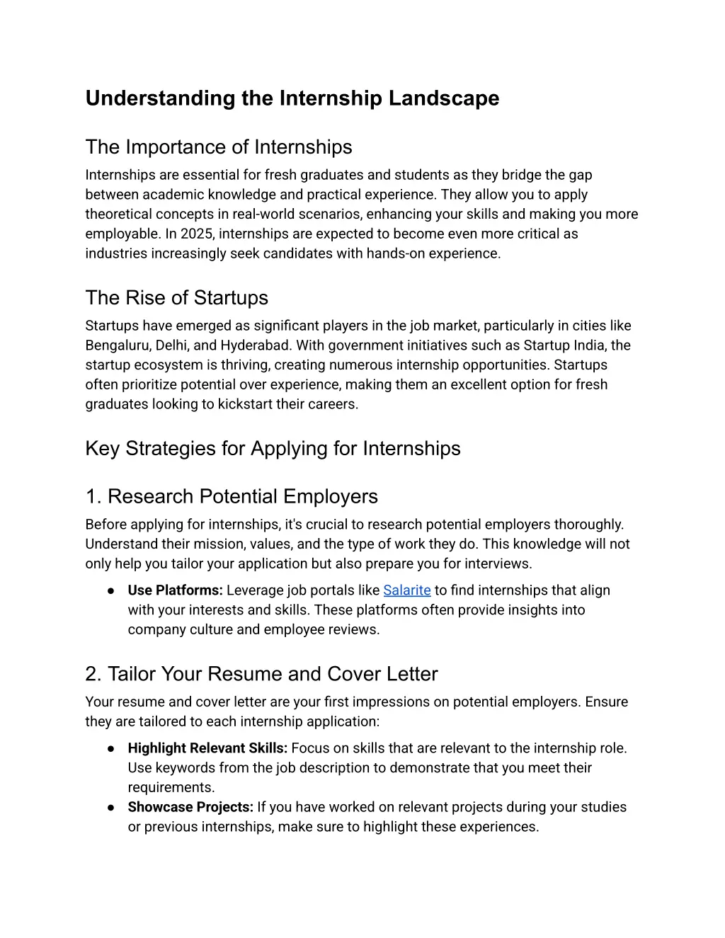 understanding the internship landscape