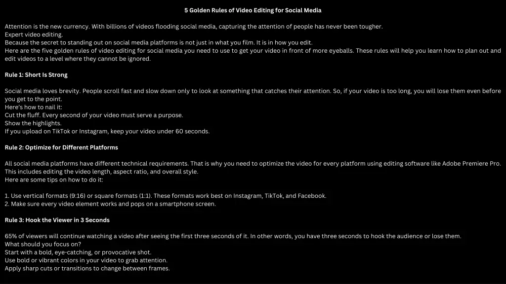 5 golden rules of video editing for social media