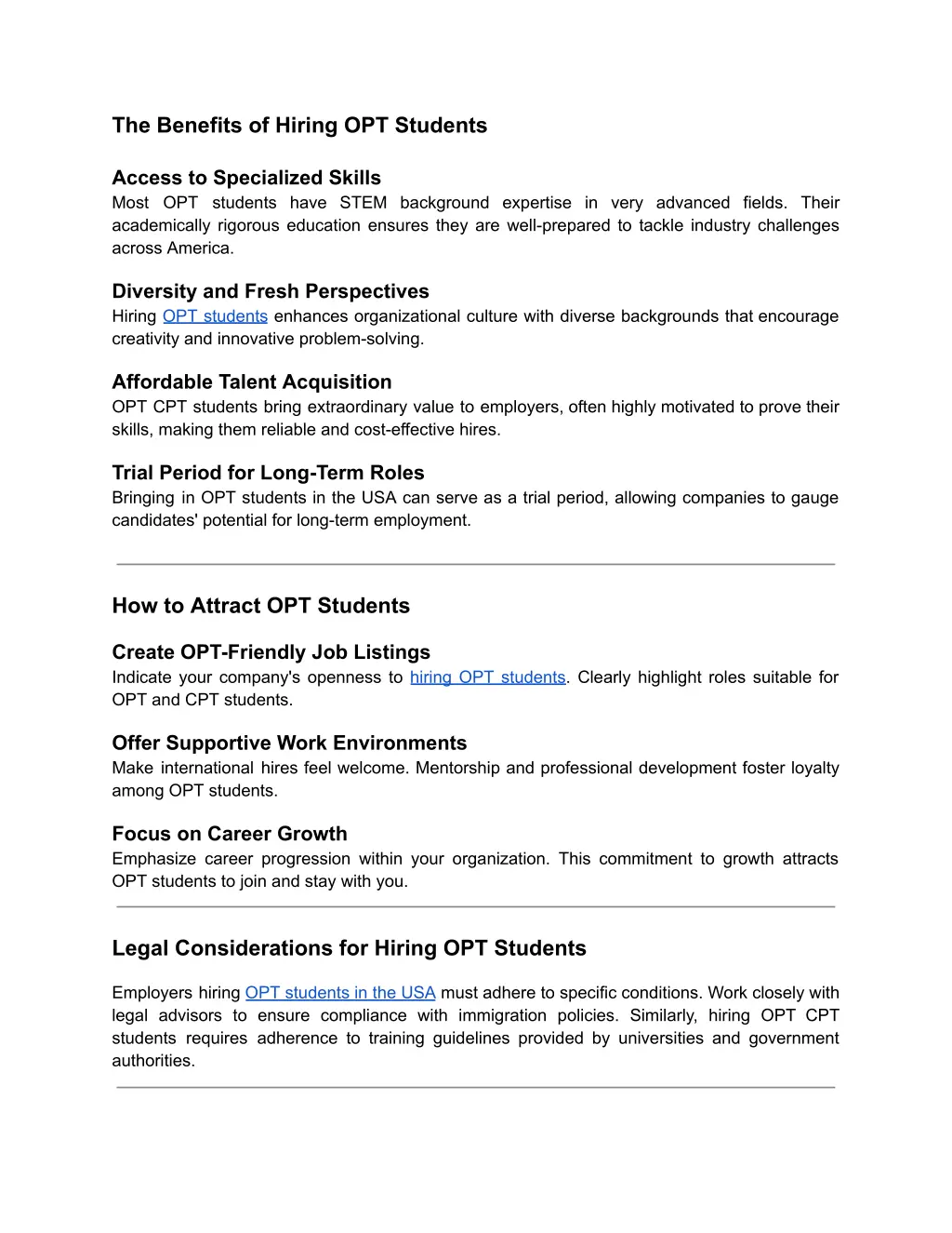the benefits of hiring opt students access