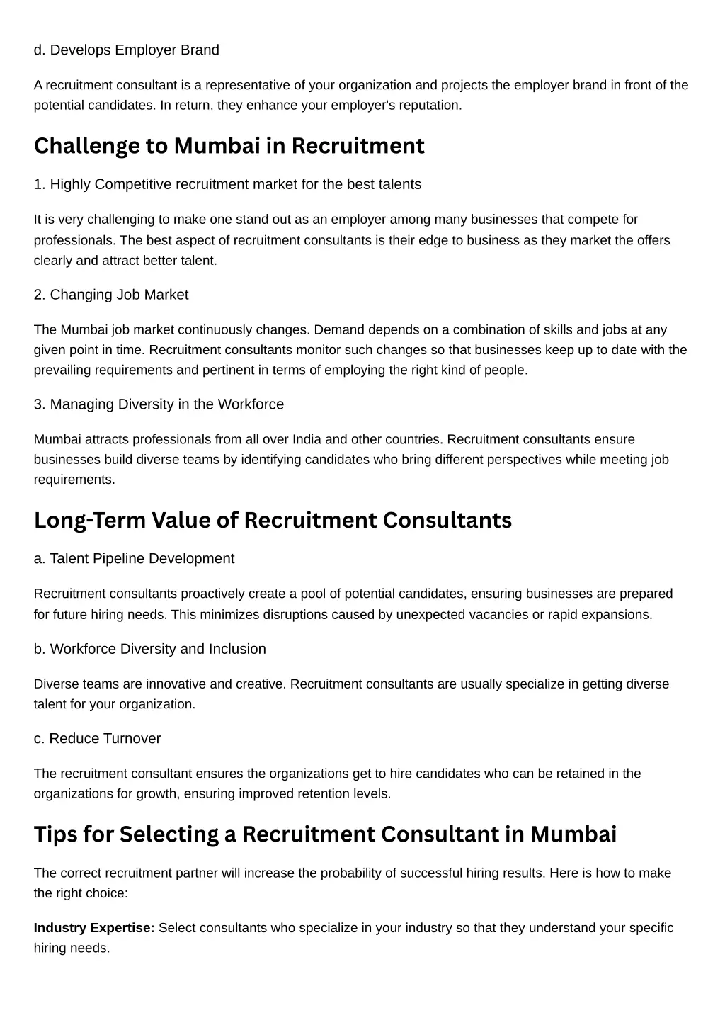 d develops employer brand