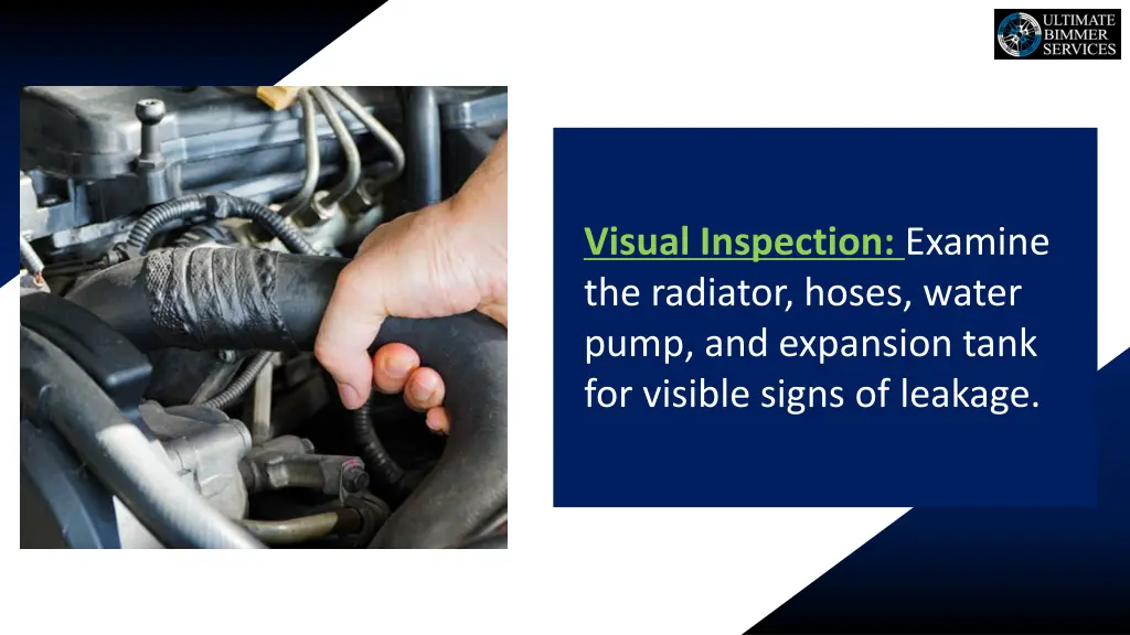 visual inspection examine the radiator hoses