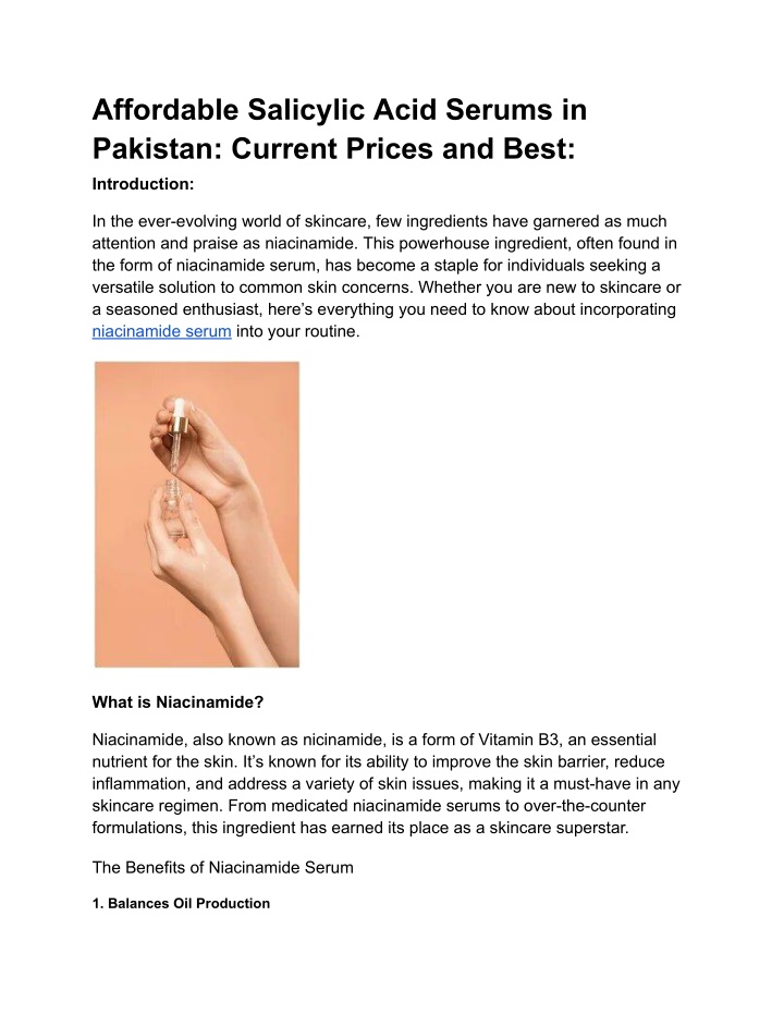 affordable salicylic acid serums in pakistan