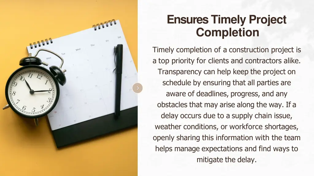 ensures timely project completion