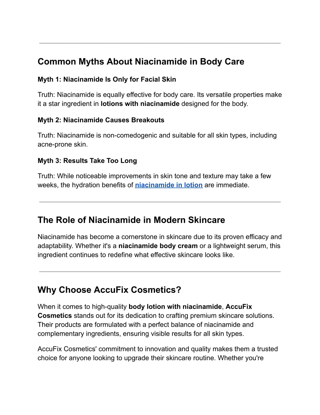common myths about niacinamide in body care