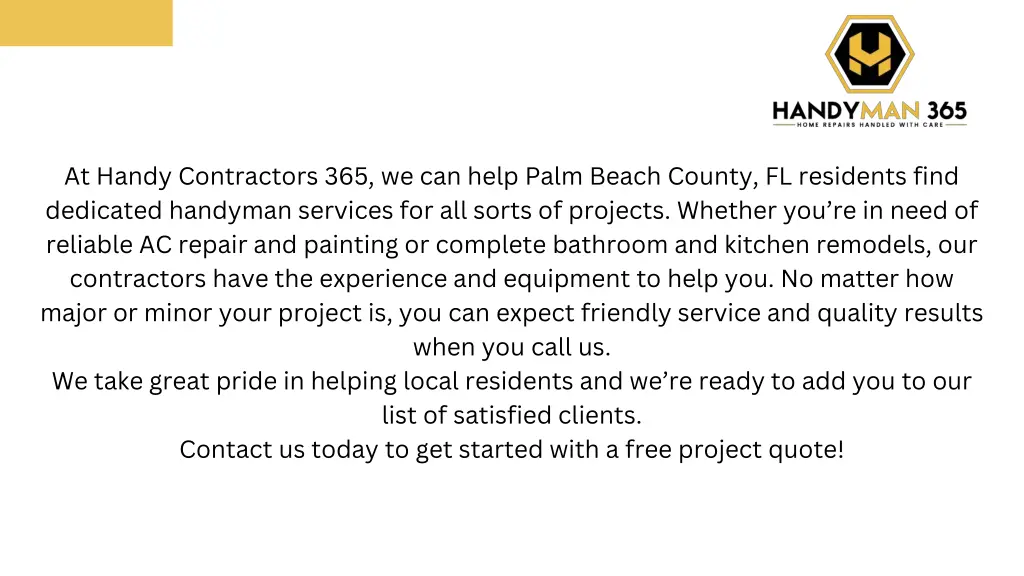 at handy contractors 365 we can help palm beach