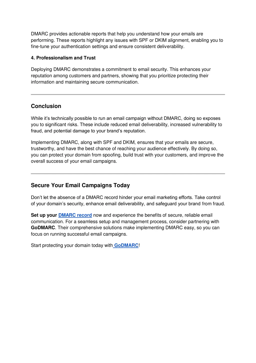 dmarc provides actionable reports that help