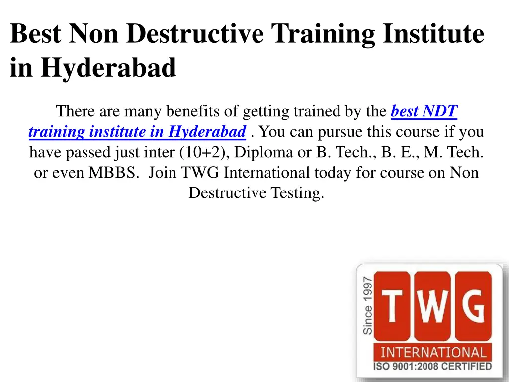 best non destructive training institute