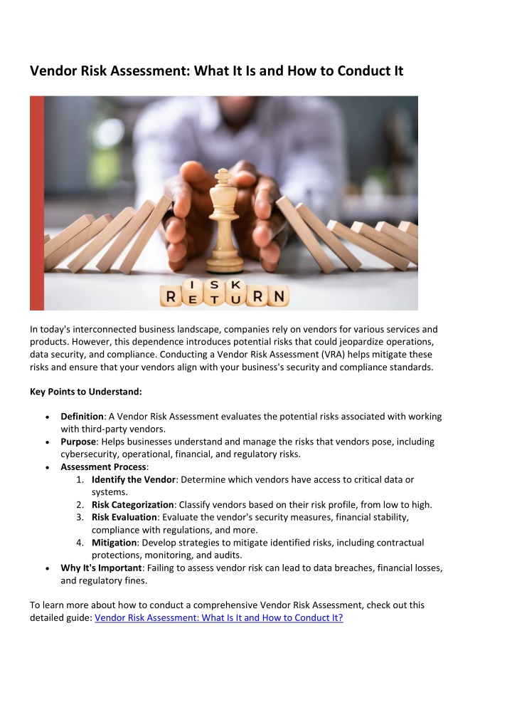 vendor risk assessment what