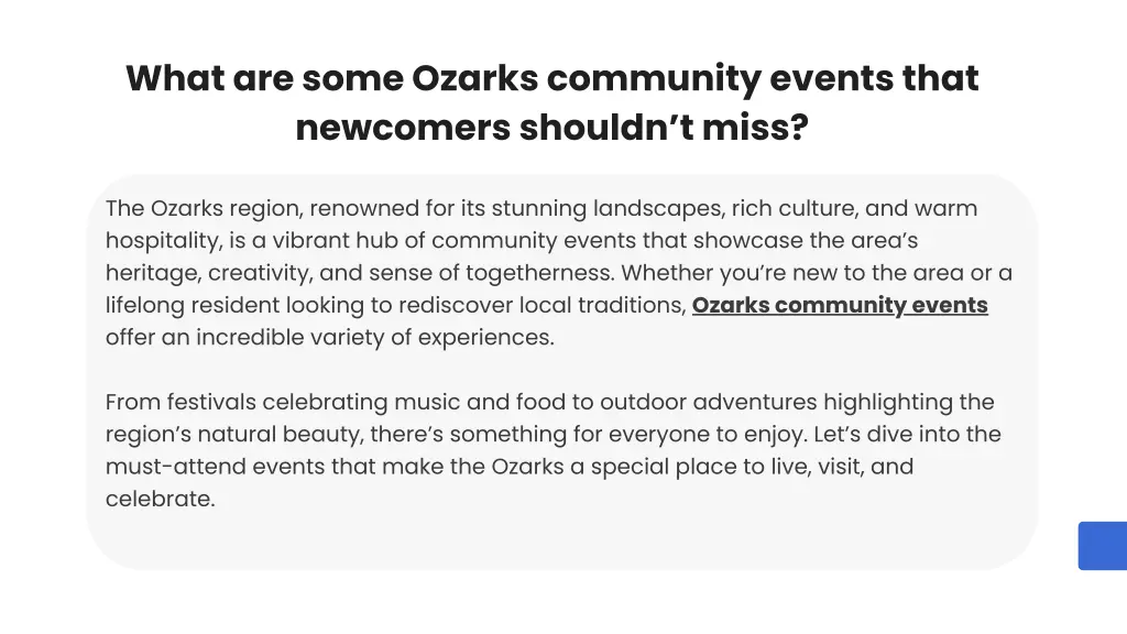 what are some ozarks community events that