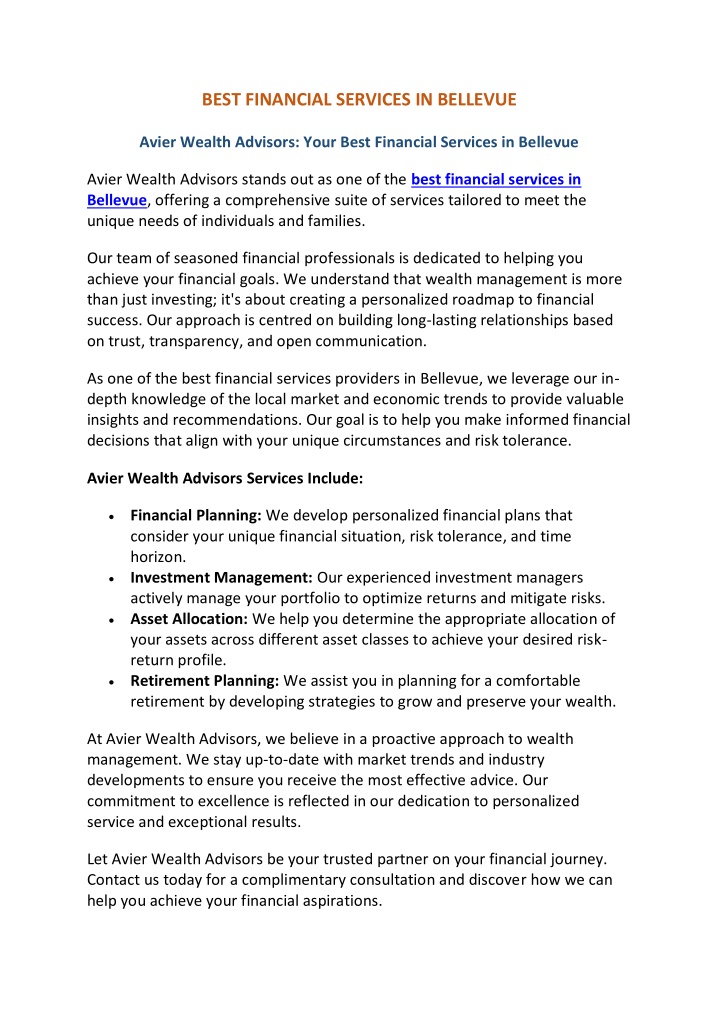 best financial services in bellevue