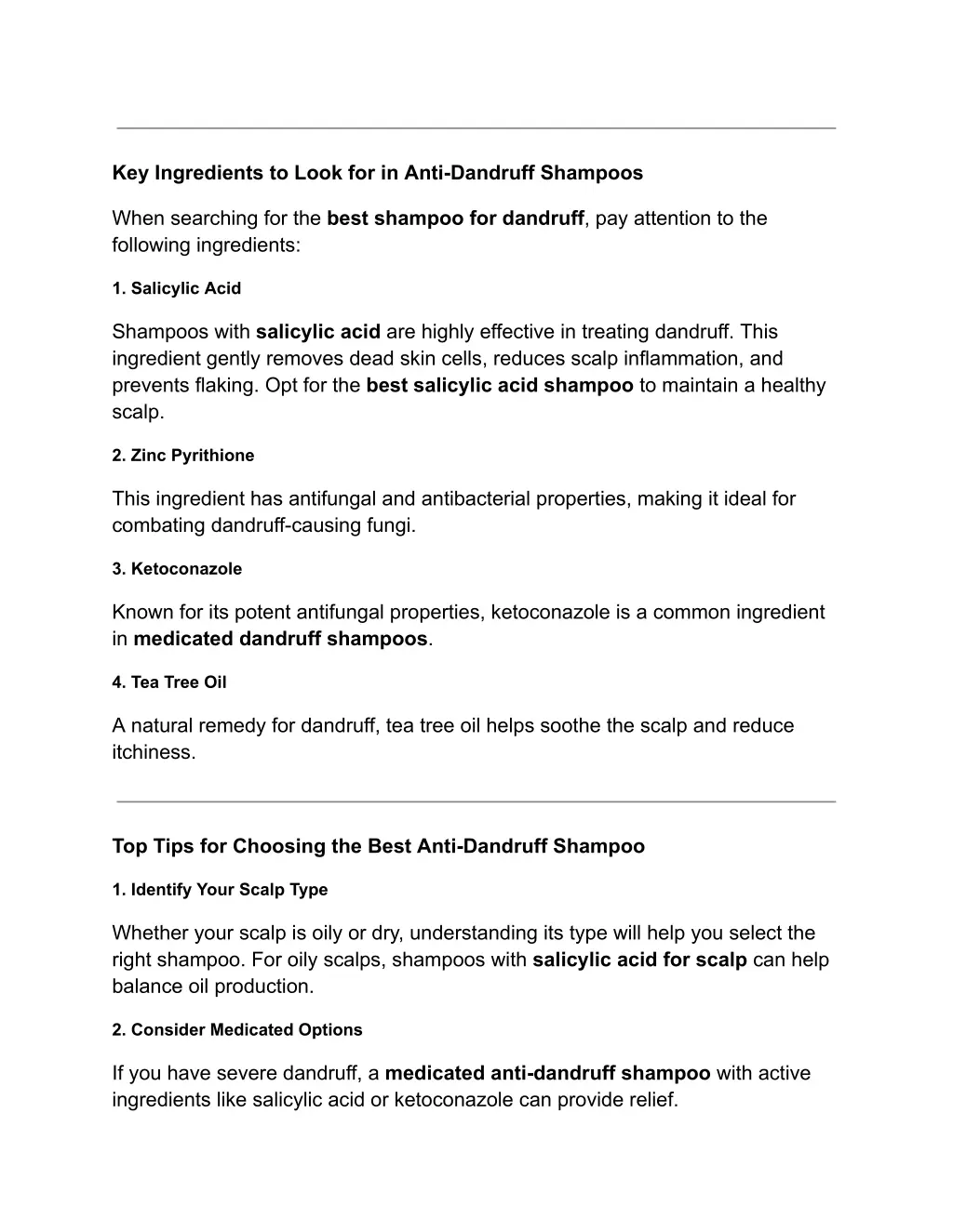 key ingredients to look for in anti dandruff
