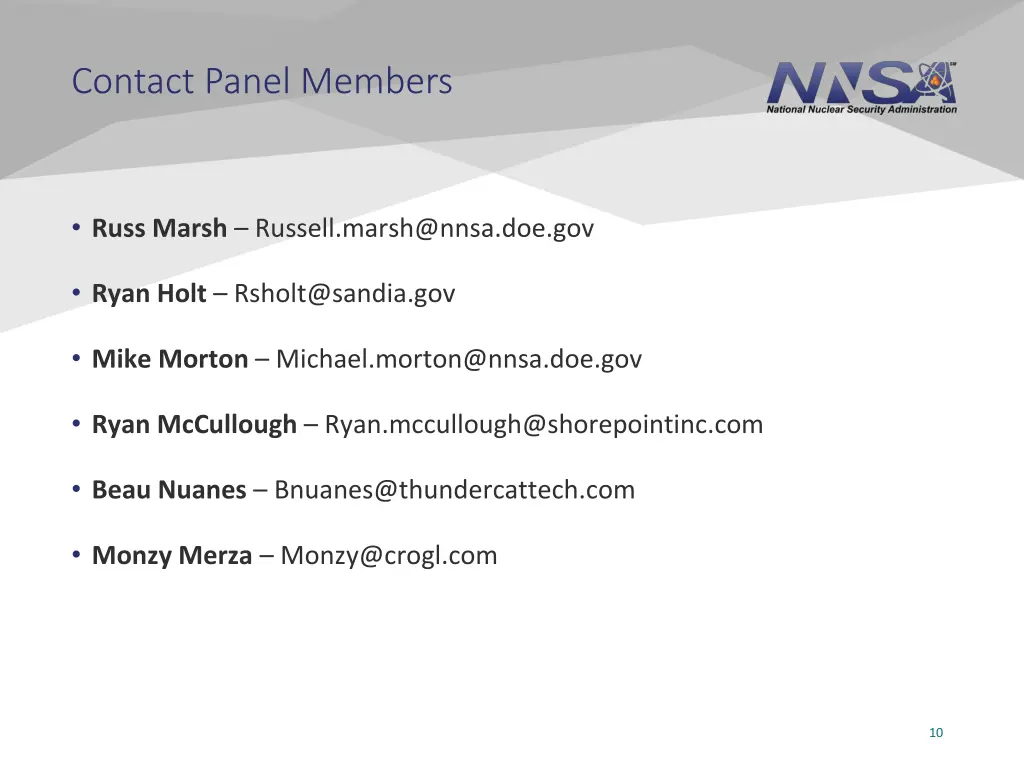 contact panel members