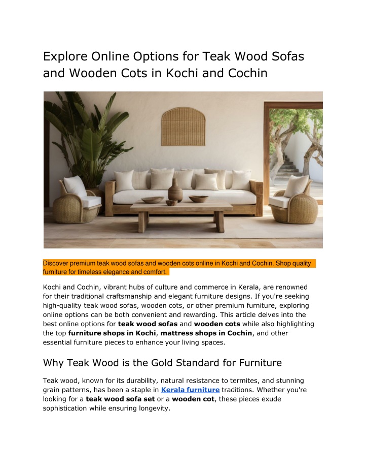 explore online options for teak wood sofas
