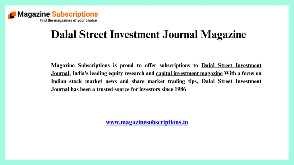dalal street investment journal magazine