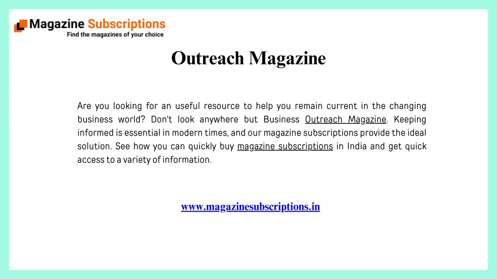 outreach magazine