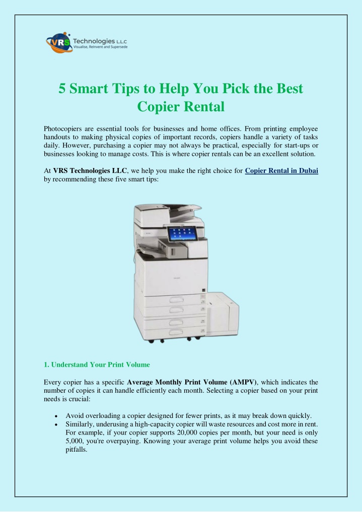 5 smart tips to help you pick the best copier