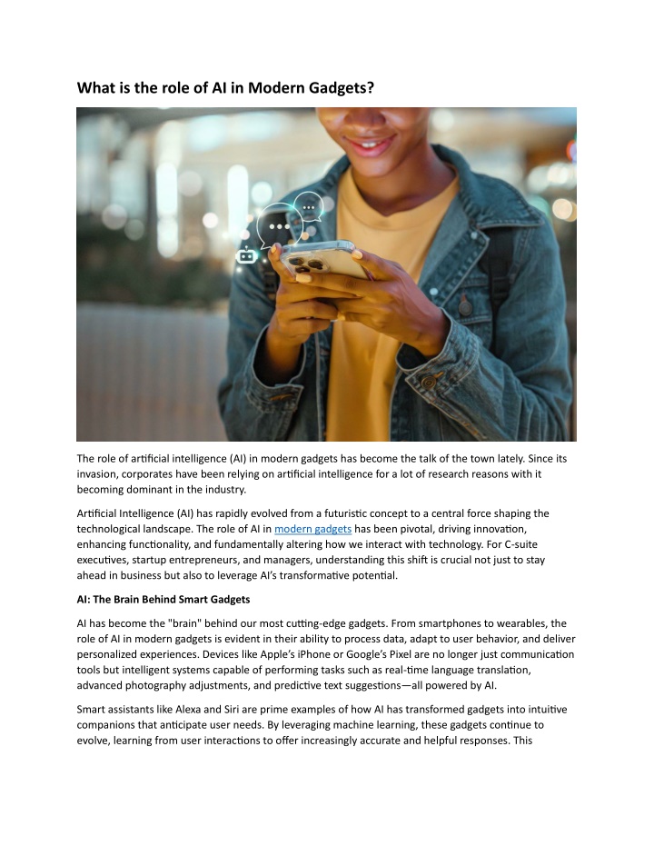 what is the role of ai in modern gadgets