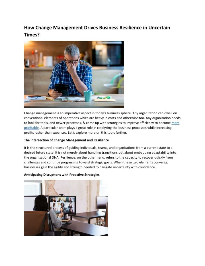 how change management drives business resilience