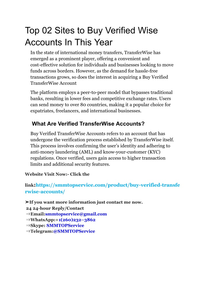 top 02 sites to buy verified wise accounts