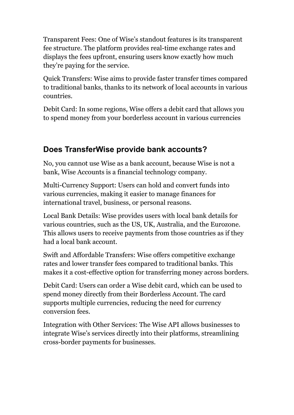 transparent fees one of wise s standout features