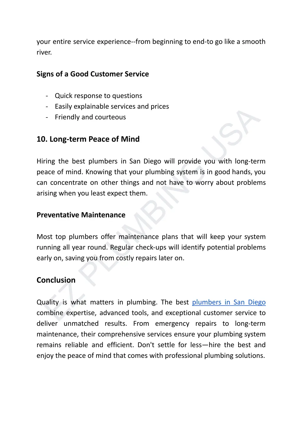 your entire service experience from beginning