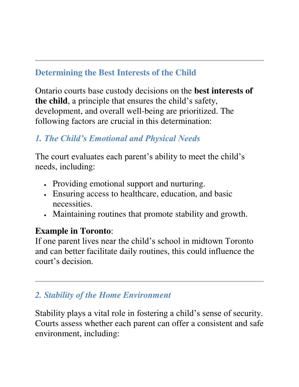 determining the best interests of the child