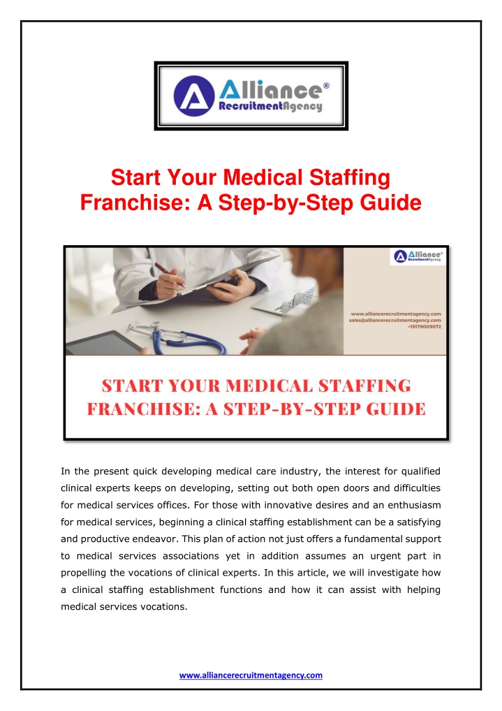 start your medical staffing franchise a step
