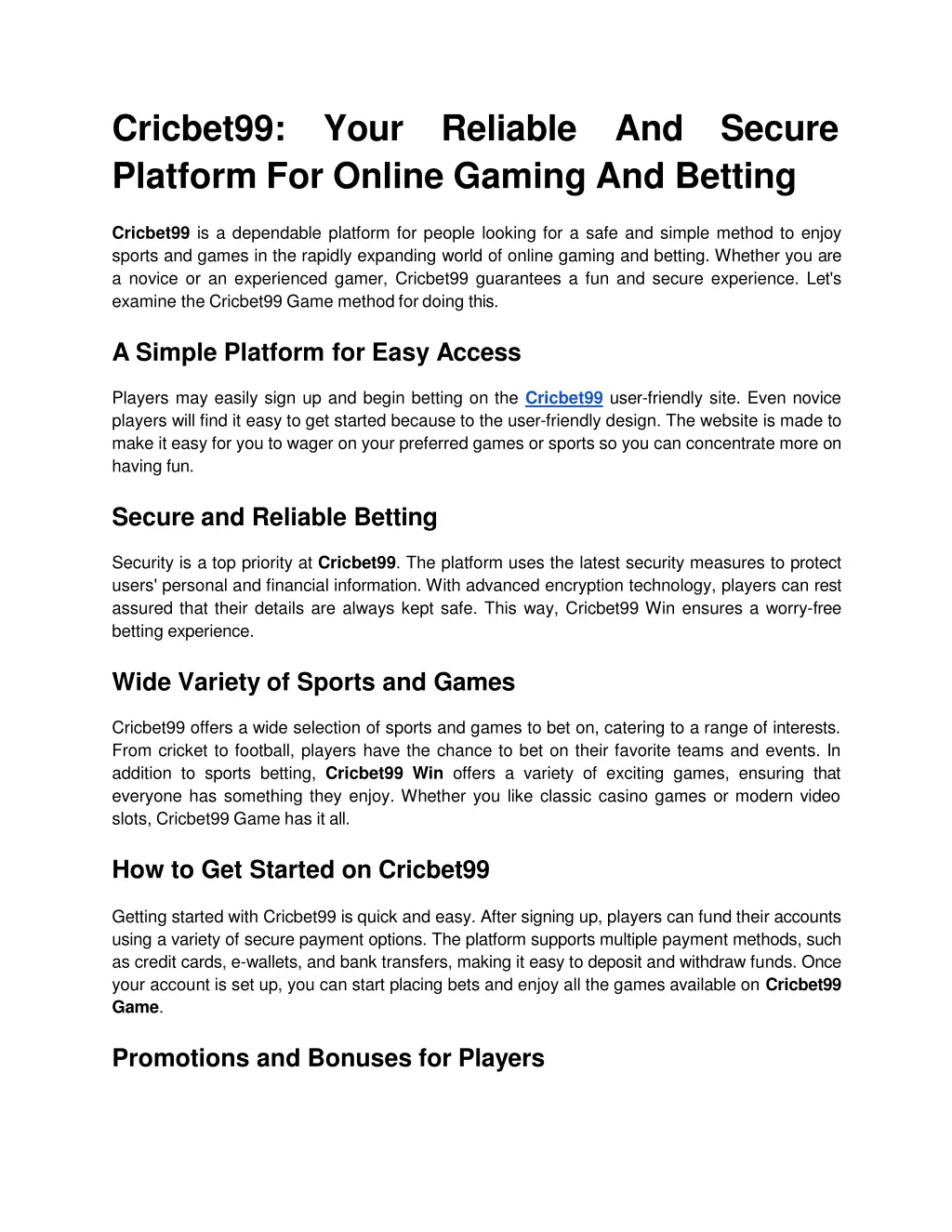 cricbet99 your reliable and secure platform
