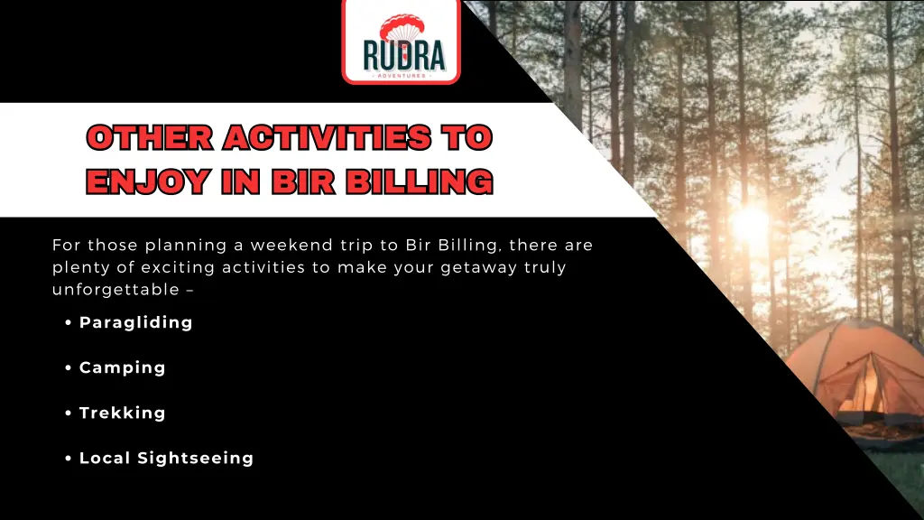 other activities to enjoy in bir billing enjoy