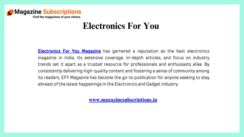 electronics for you