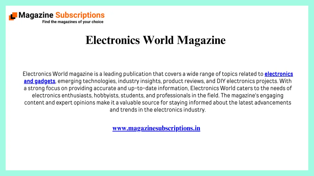 electronics world magazine