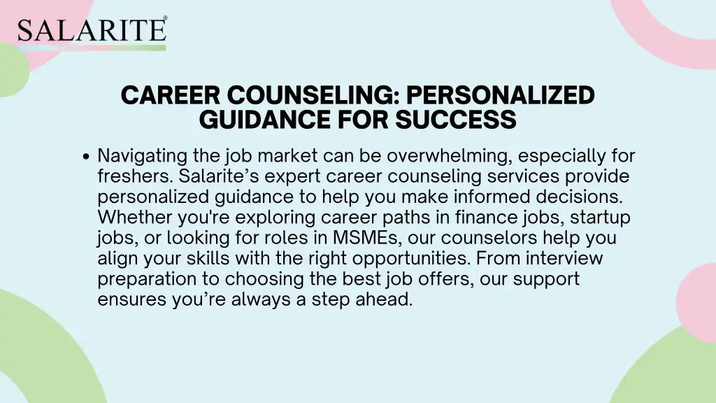 career counseling personalized guidance