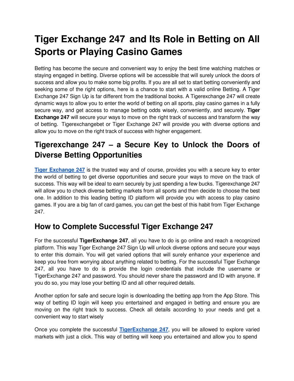 tiger exchange 247 and its role in betting