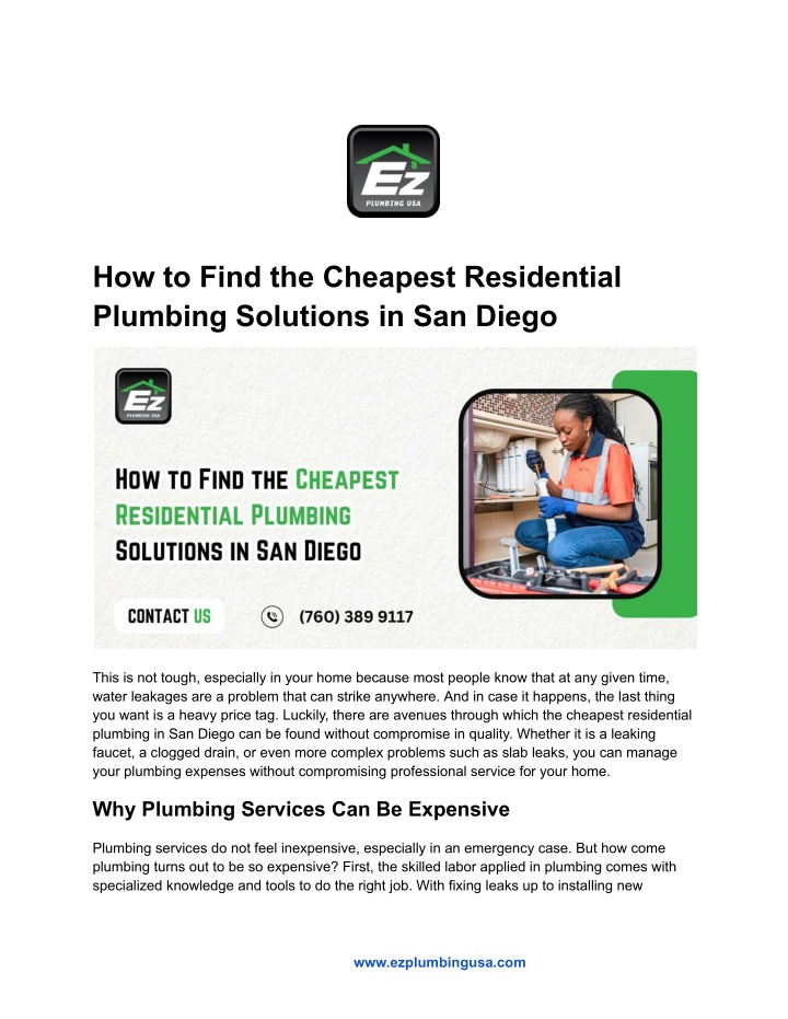 how to find the cheapest residential plumbing