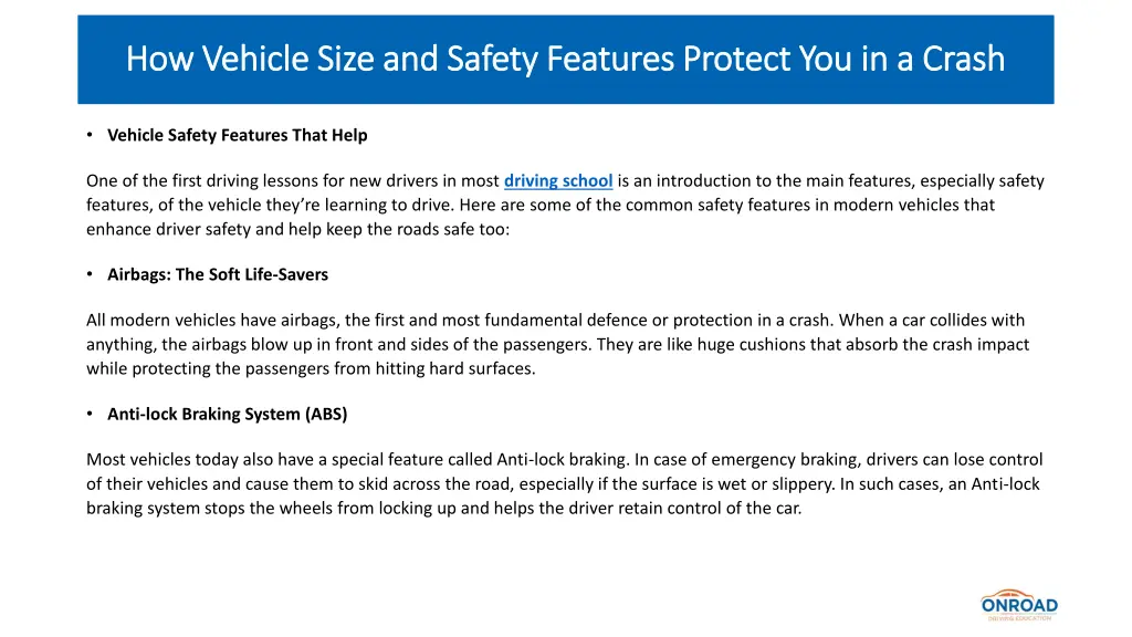 how vehicle size and safety features protect 2