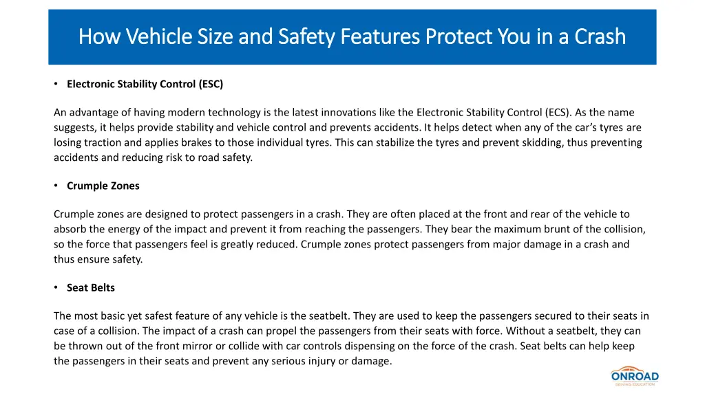 how vehicle size and safety features protect 3