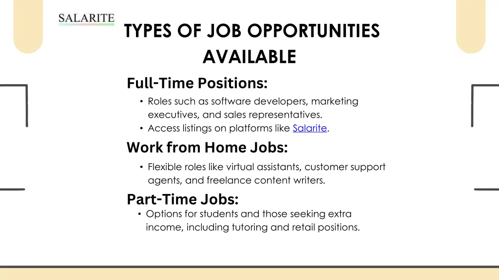 types of job opportunities available full time
