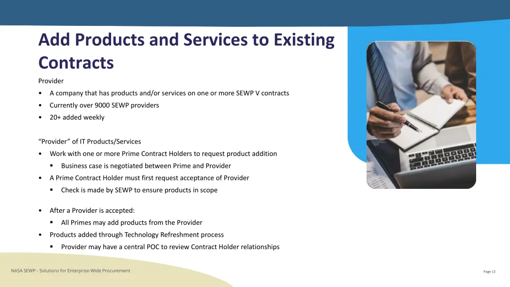 add products and services to existing contracts