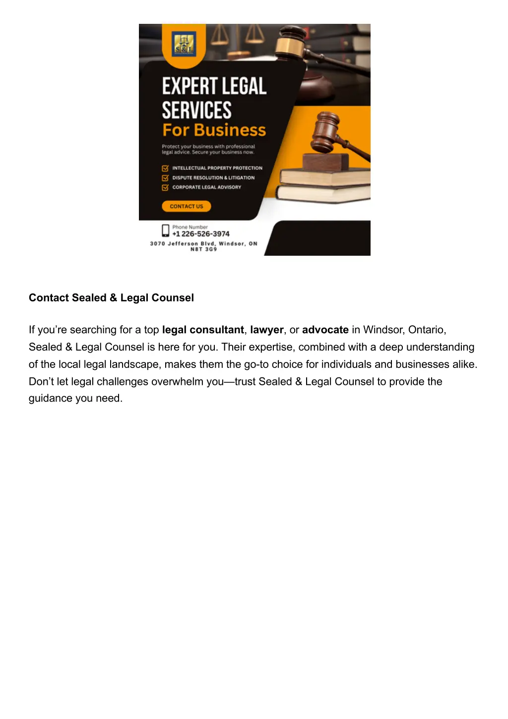 contact sealed legal counsel