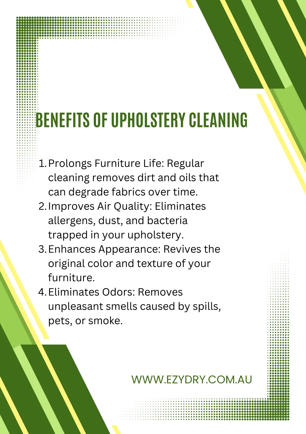 benefits of upholstery cleaning