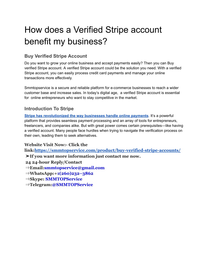 how does a verified stripe account benefit