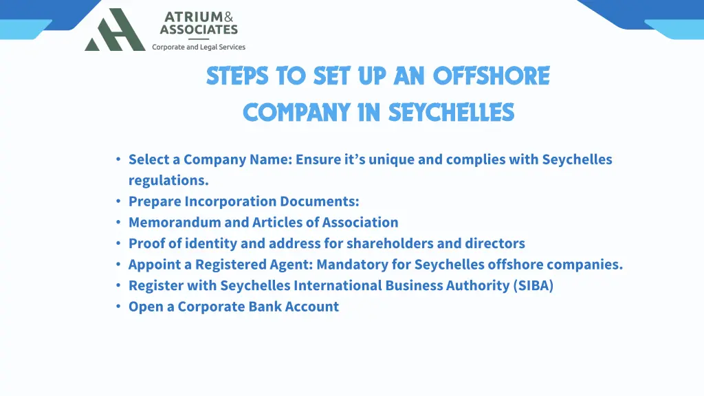 steps to set up an offshore steps
