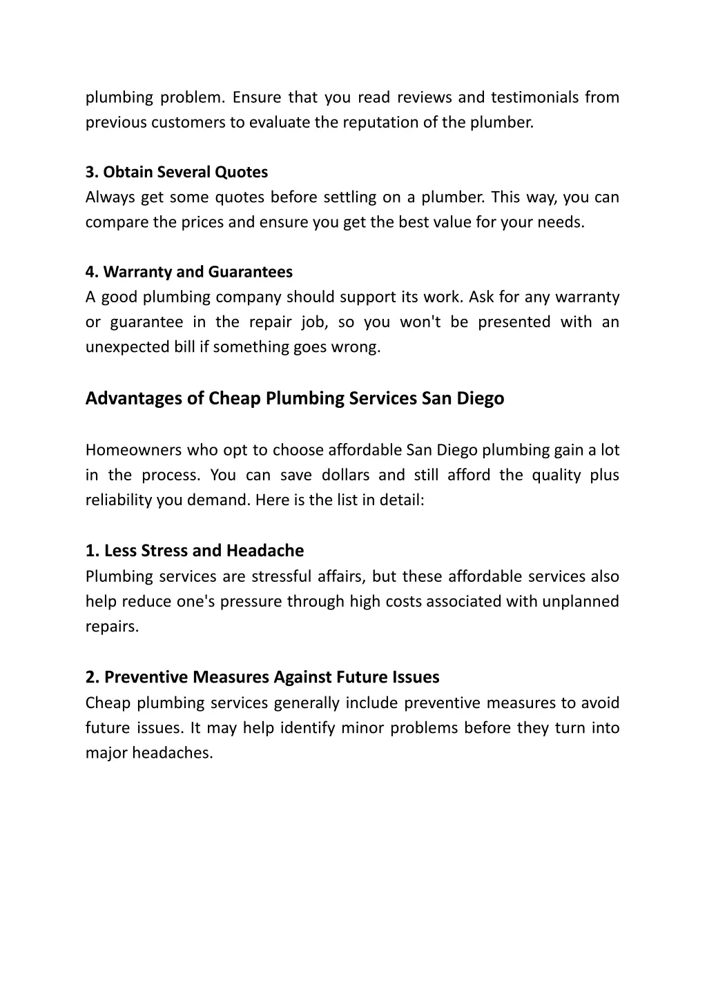 plumbing problem ensure that you read reviews