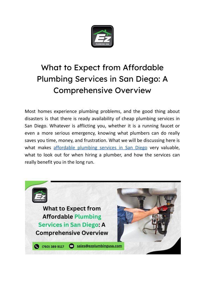 what to expect from a ordable plumbing services