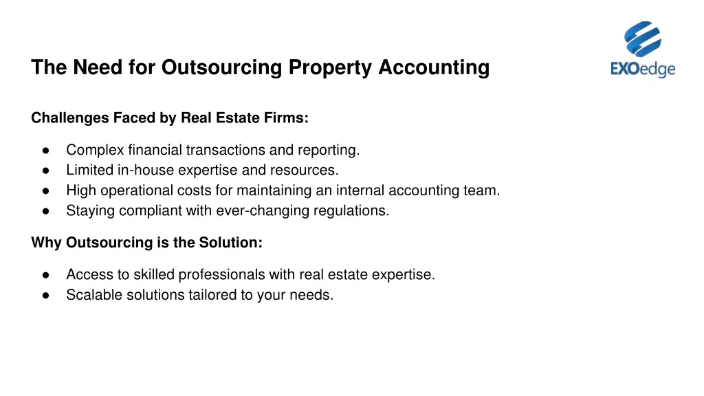 the need for outsourcing property accounting