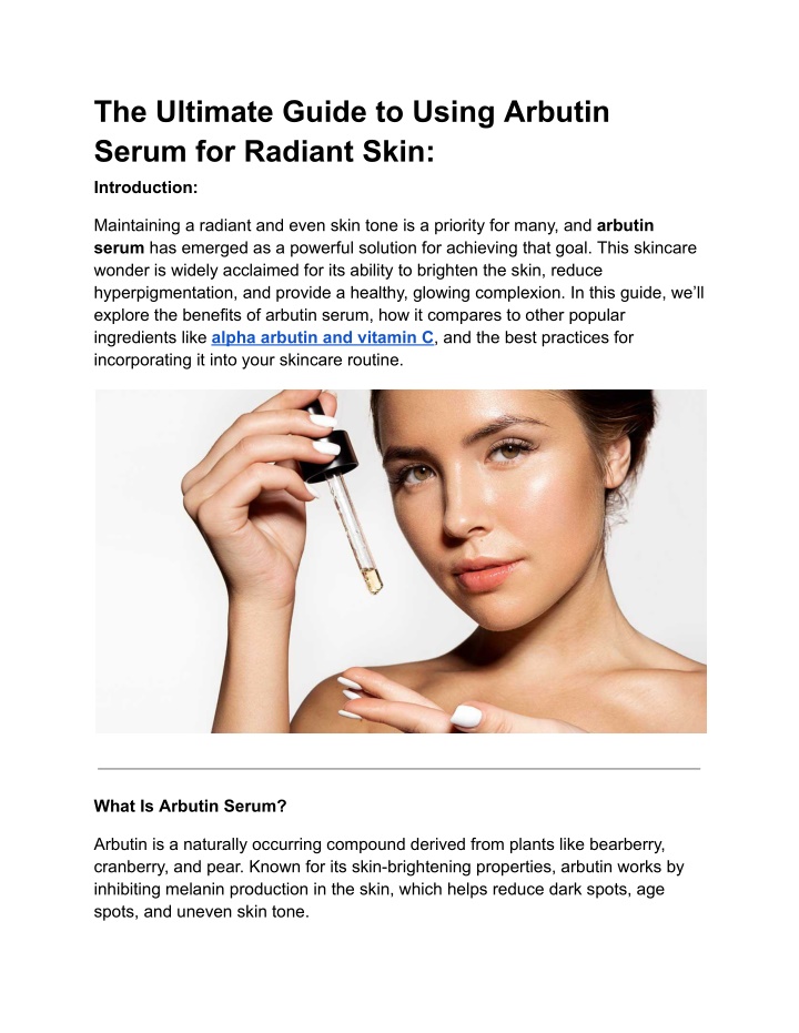 the ultimate guide to using arbutin serum