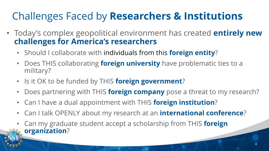 challenges faced by researchers institutions