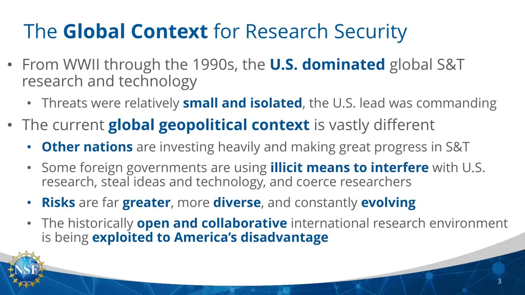 the global context for research security