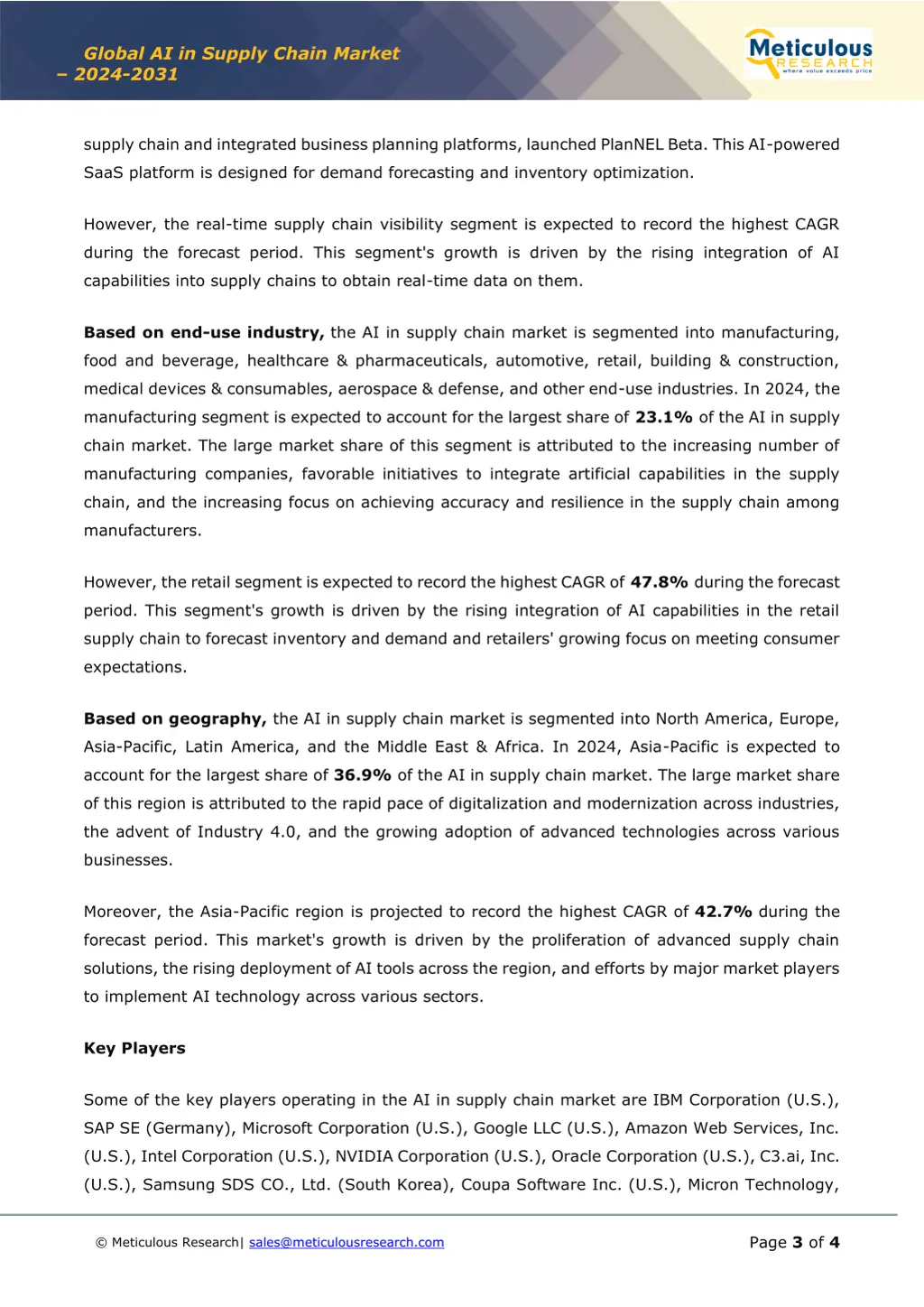 global ai in supply chain market 2024 2031 2