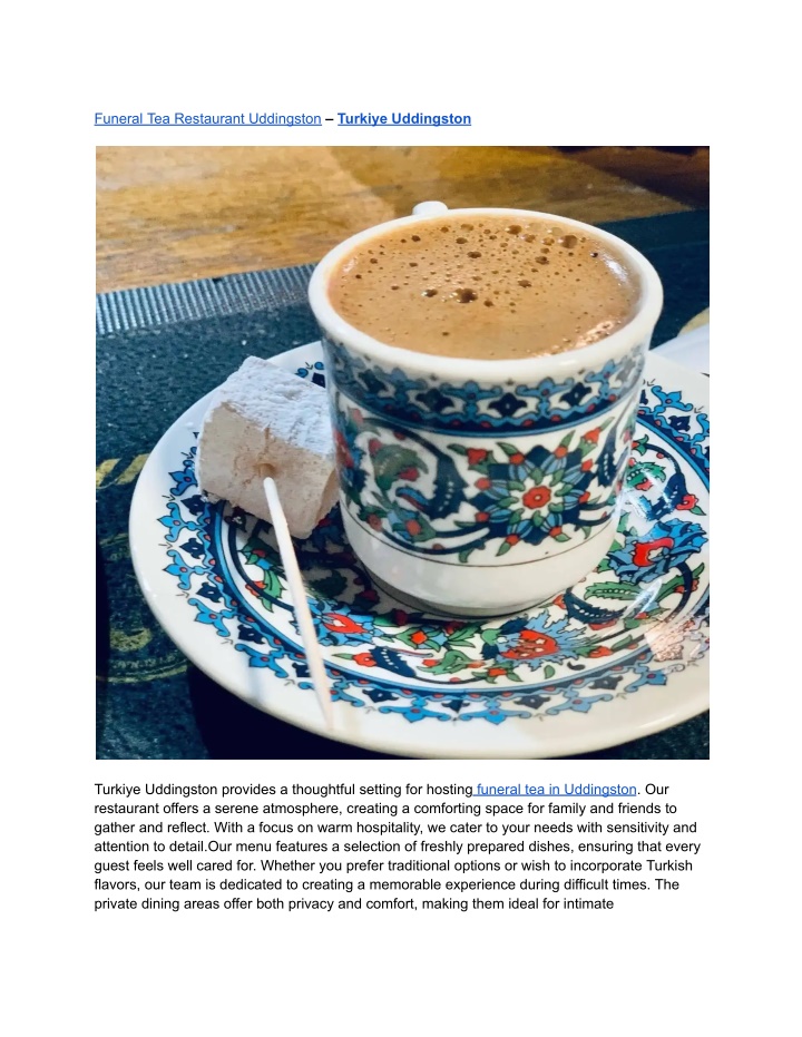 funeral tea restaurant uddingston turkiye